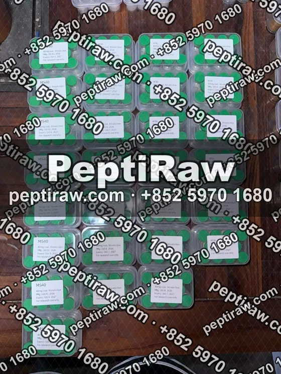 Ten-vial kits with lot labels facing up on the packing bench